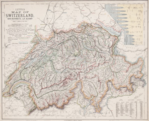 antique map of switzerland 1884
