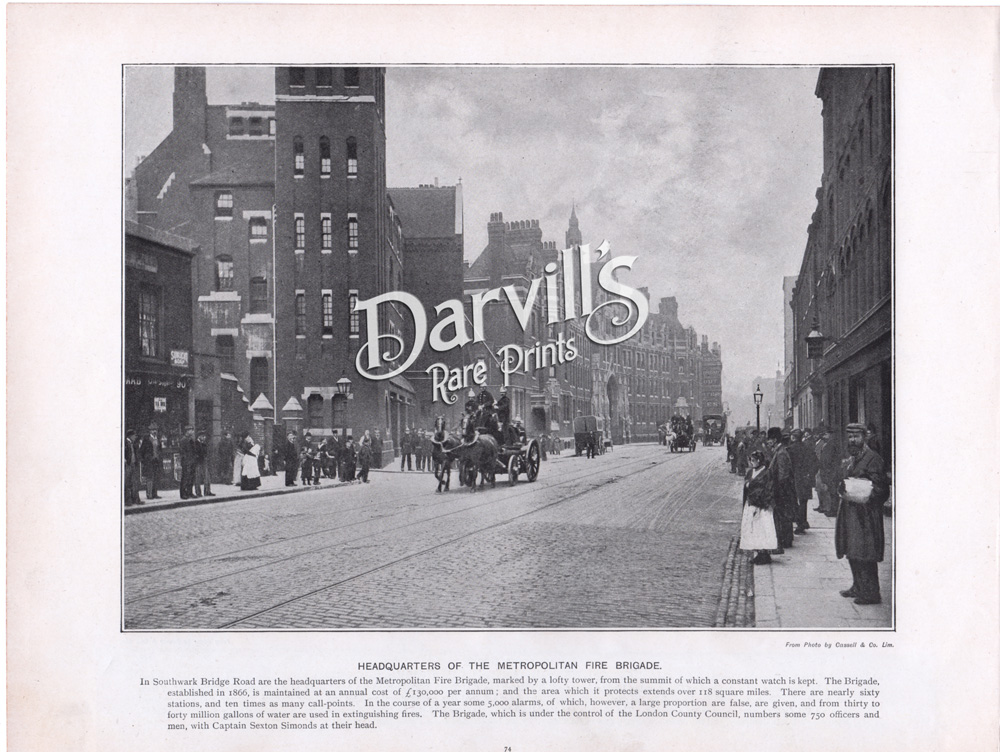 1896 Print over 120 years old Knightsbridge Barracks London x