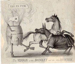 The VISION of the DONKEY and the white HUNTER