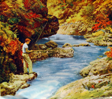 Fall fishing scene Kodachrome