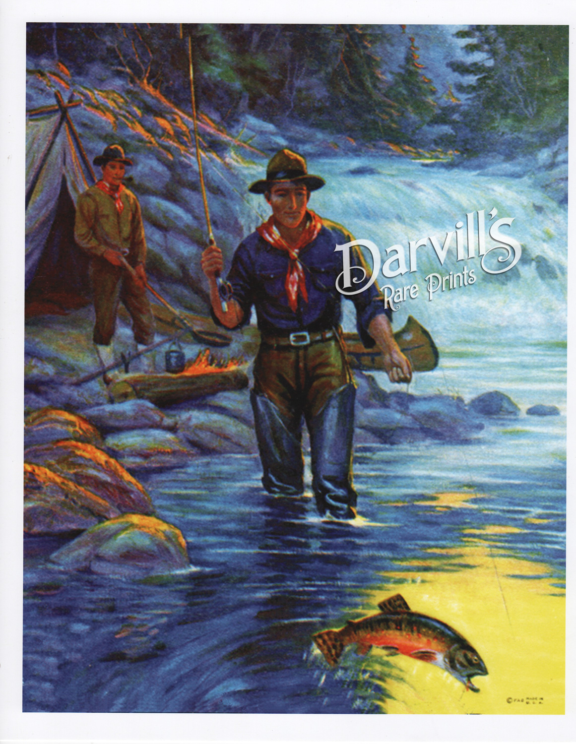 Vintage calendar or poster prints of Fishing (1910-1940)
