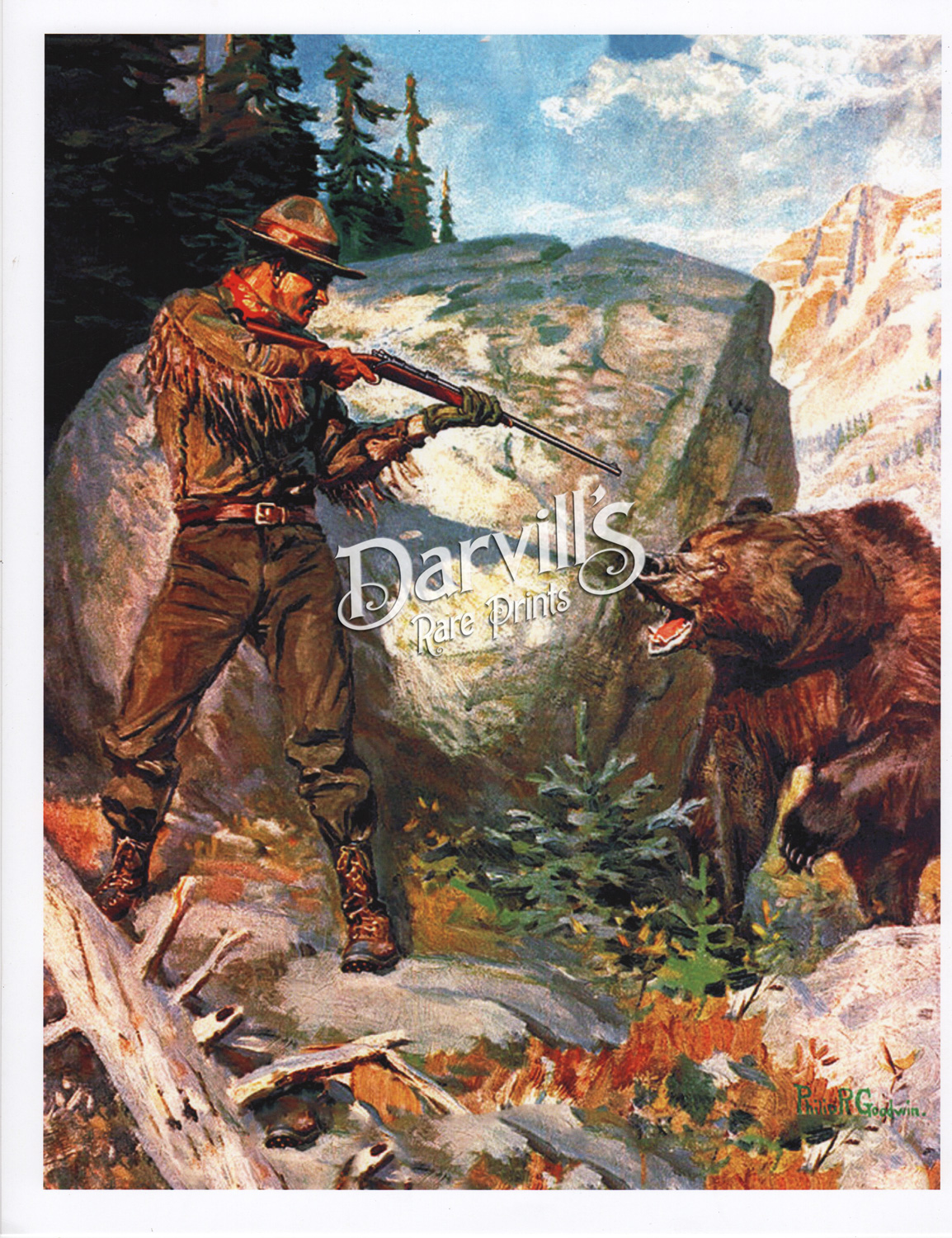 Vintage 5"x7" Photo Print Boy Shoots Bear Gag Photo.. Vintage Hunting .. 