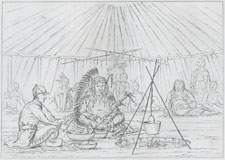 Catlin at a feast with Four Bears