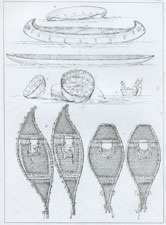 Indian canoes and snowshoes