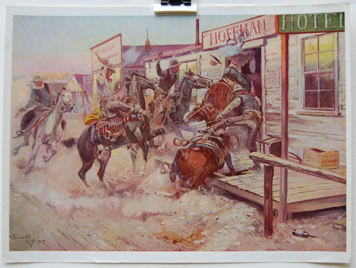1952 Wild West Black & White Plate " In Without Knocking " by Russell