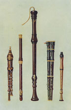 Two Double Flageolets, A German Flute, and Two Flutes Douces