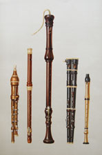 Two Double Flageolets, A German Flute, and two Flutes Douces