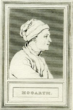 Portrait of William Hogarth from Universal magazine 1700s