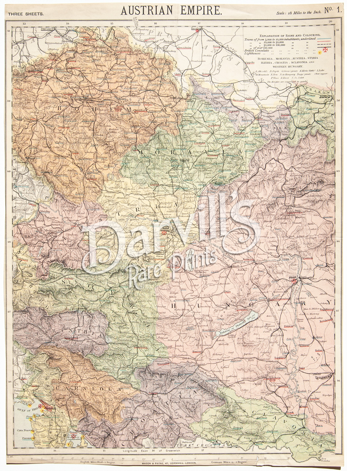 Austrian Empire antique map 1887