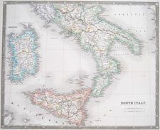 Teesdale map of South Italy from 1831