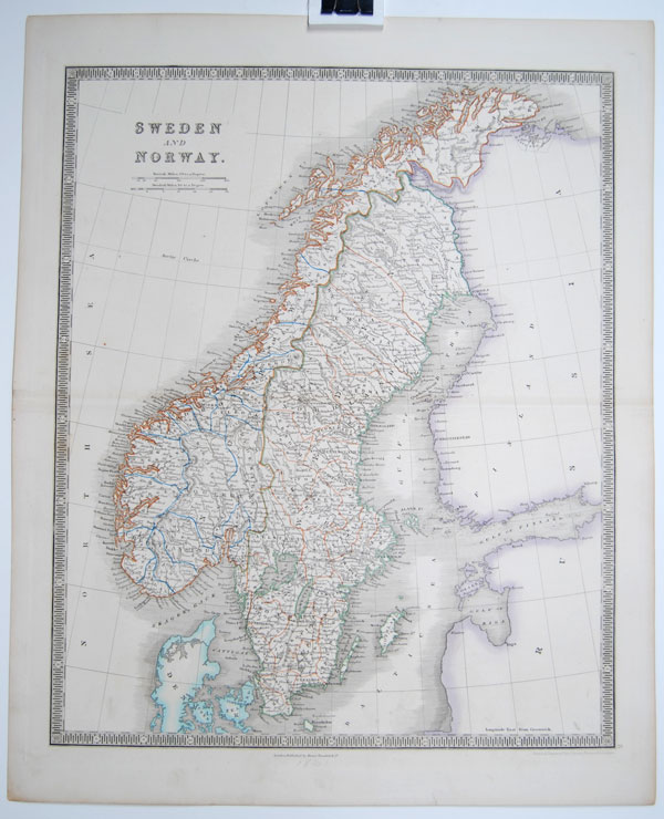 Sweden and Norway map 1831 from Teesdale
