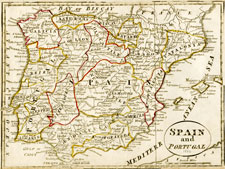 BJ Sharman map of Spain and Portugal 1800