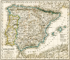 Spanien und Portugal landkarte von 1850
