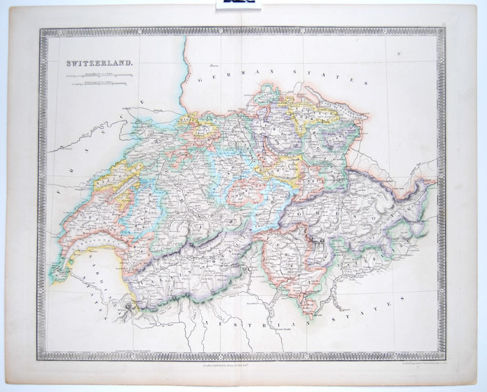 Switzerland map 1831 from Teesdale