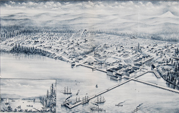 BIRDSEYE VIEW OF THE CITY OF WHATCOM, WASHINGTON TERRITORY 1888