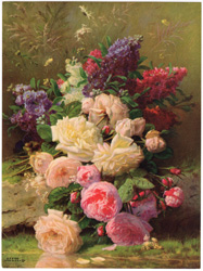 Vintage calendar art of flowers