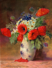 Vintage calendar art of flowers