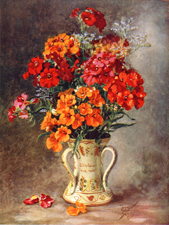 Vintage calendar art of flowers