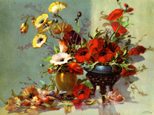 Vintage calendar art of flowers