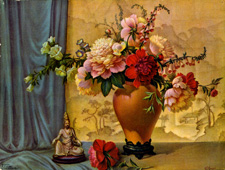 Vintage calendar art of flowers