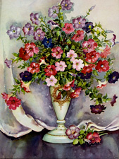 Vintage calendar art of flowers