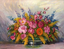 Vintage calendar art of flowers