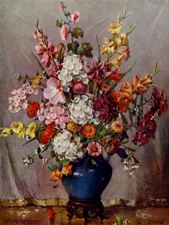 Vintage calendar art of flowers