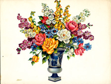 Vintage calendar art of flowers