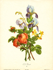 Vintage calendar art of flowers