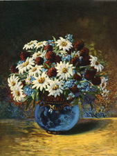 Vintage calendar art of flowers
