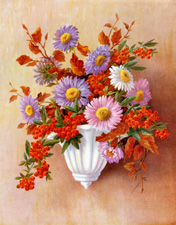 Vintage calendar art of flowers