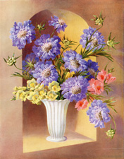 Vintage calendar art of flowers