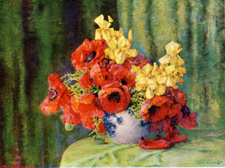 Vintage calendar art Florals