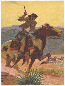 Cowboy and Pioneer prints from circa 1910s-1940s vintage authentic calendar art  prints