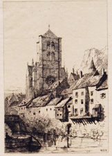 HUY West End of Cathedral from the Meuse PLATE XXIII