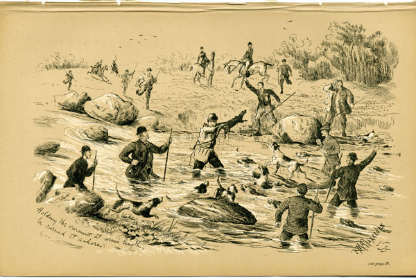 Holding the barmint at arm's length, he carried it ashore