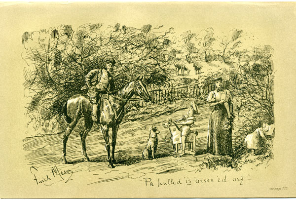 Pa pulled 'is 'orses 'ed out