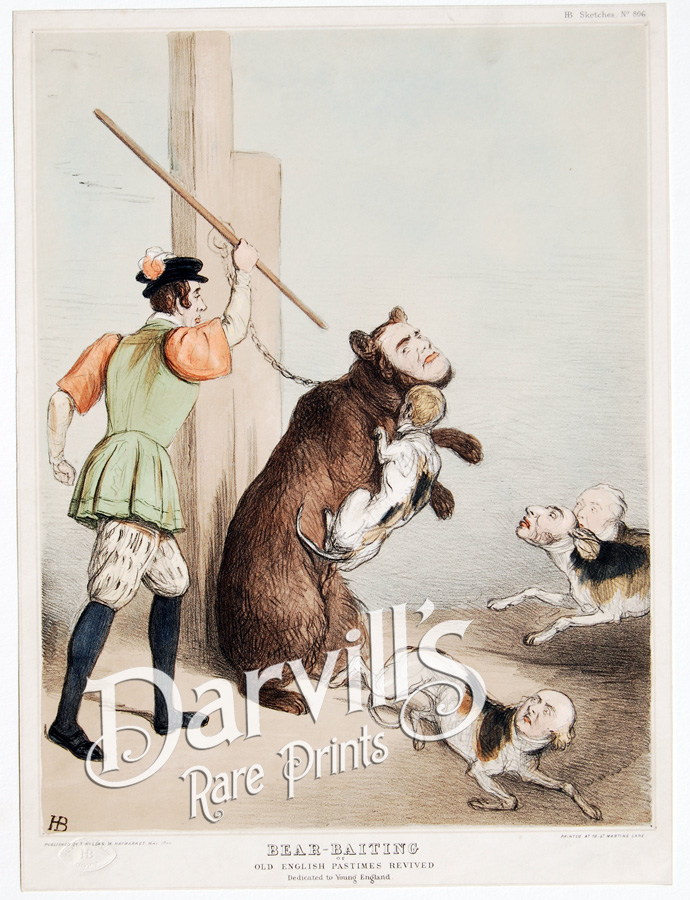 BEAR BAITING CARTOON BY JOHN DOYLE (HB) MAY 1844