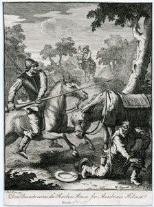Don Quixote seizes the Barber's Bason for Mambrino's Helmet