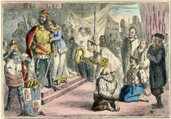 Queen Phillipa interceding with Edward III for the Six Burgesses of Calais