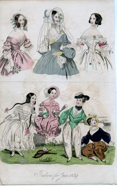 June 1839 women's fashions