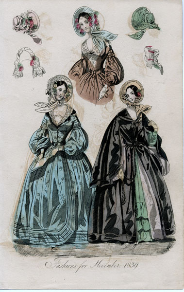 November 1839 women's fashions