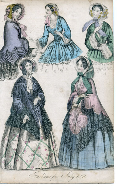 Women's Fashion prints from the 1830s through 1850s