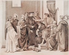 PLATE XLIV: ST. PETER AND ST. PAUL ACCUSED BEFORE THE EMPEROR AT ROME (MASACCIO)