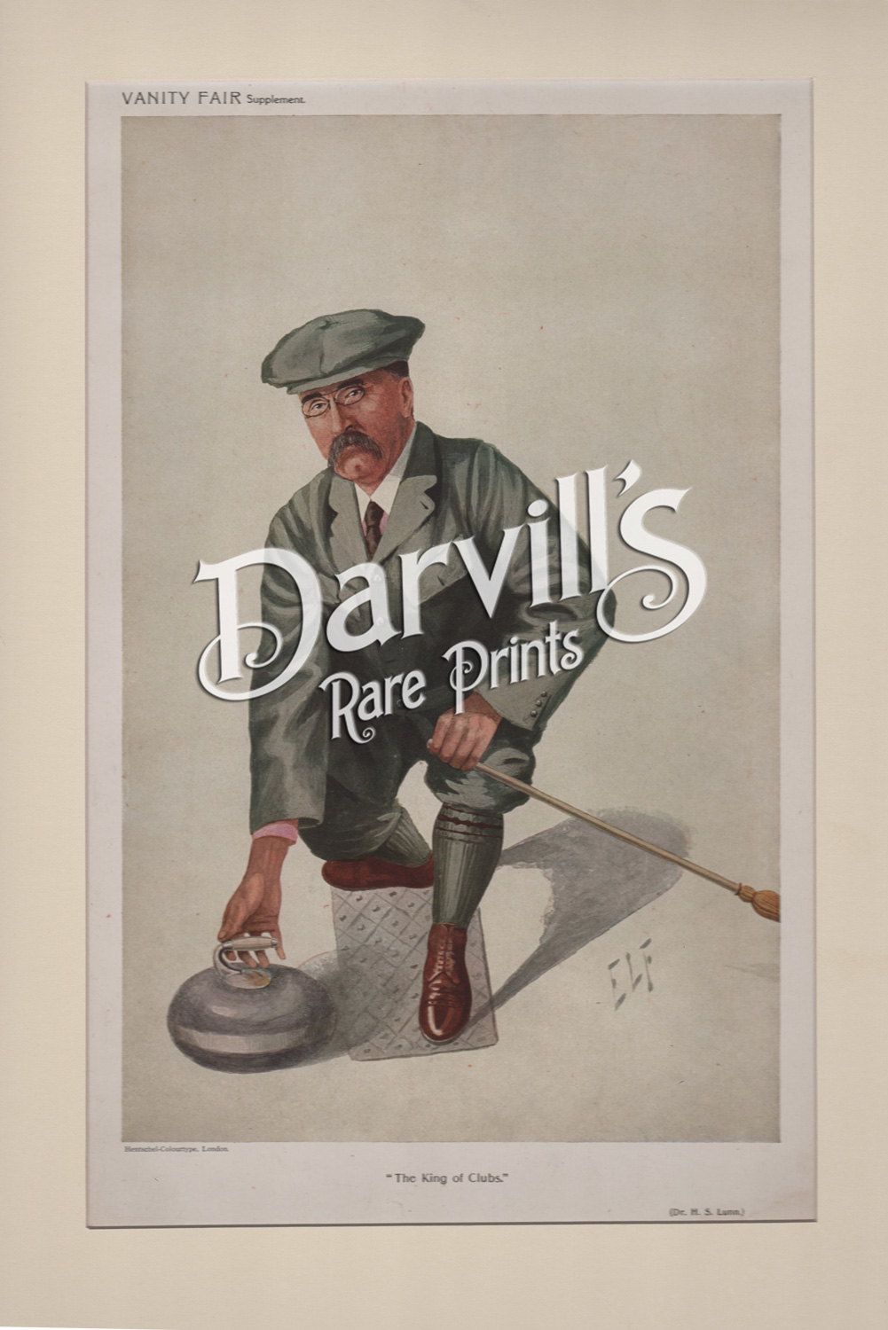 Dr H S Lunn Oct 6 1909 the King of Clubs curler