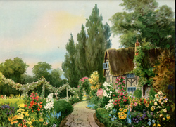 Vintage cottage, cabin, and mill scenes 1910s-1940s