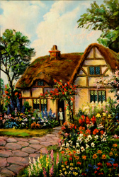 Vintage cottage, cabin, and mill scenes 1910s-1940s