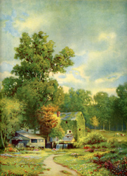 Vintage cottage, cabin, and mill scenes 1910s-1940s