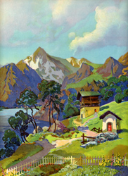 Vintage cottage, cabin, and mill scenes 1910s-1940s