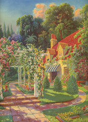 Vintage cottage, cabin, and mill scenes 1910s-1940s